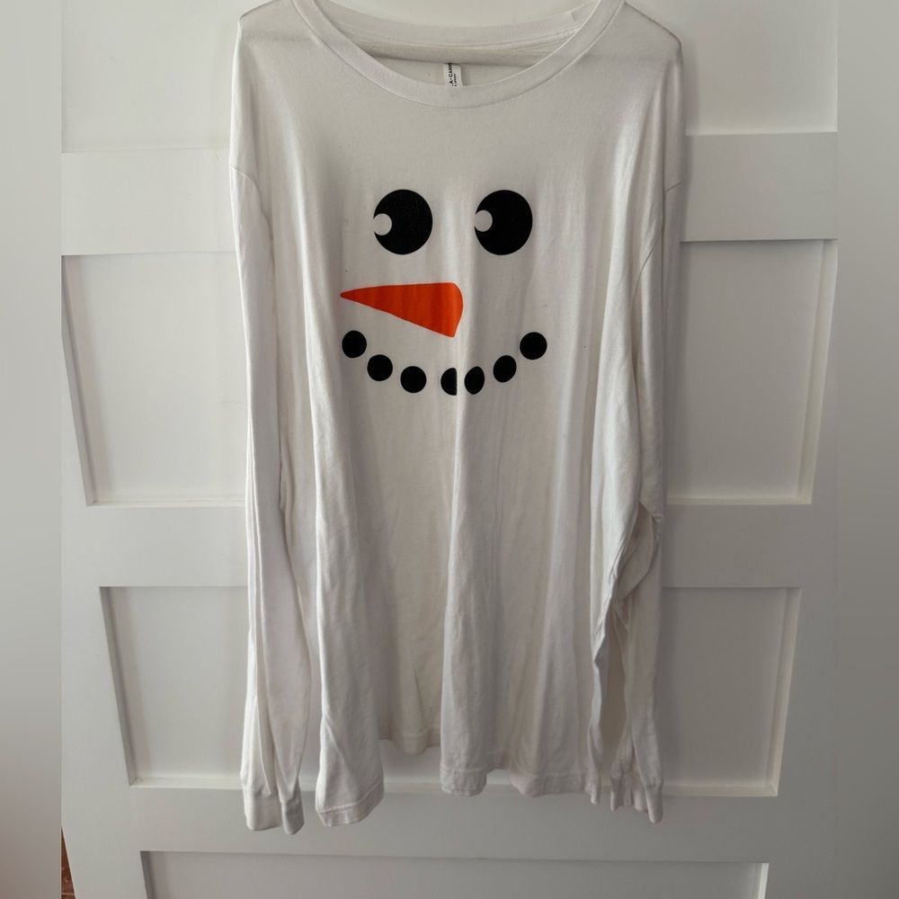 Bella Canvas White Snowman Face Long Sleeve Shirt 3xl